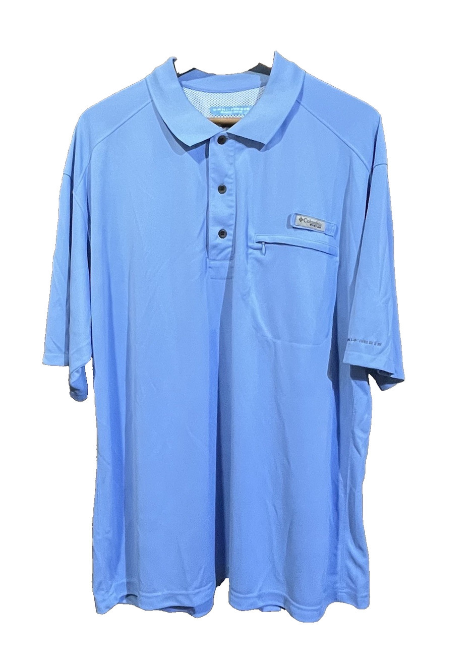 Columbia Mens Omni Freeze PFG Polo Shirt XXL Blue Fishing Performance Outdoor
